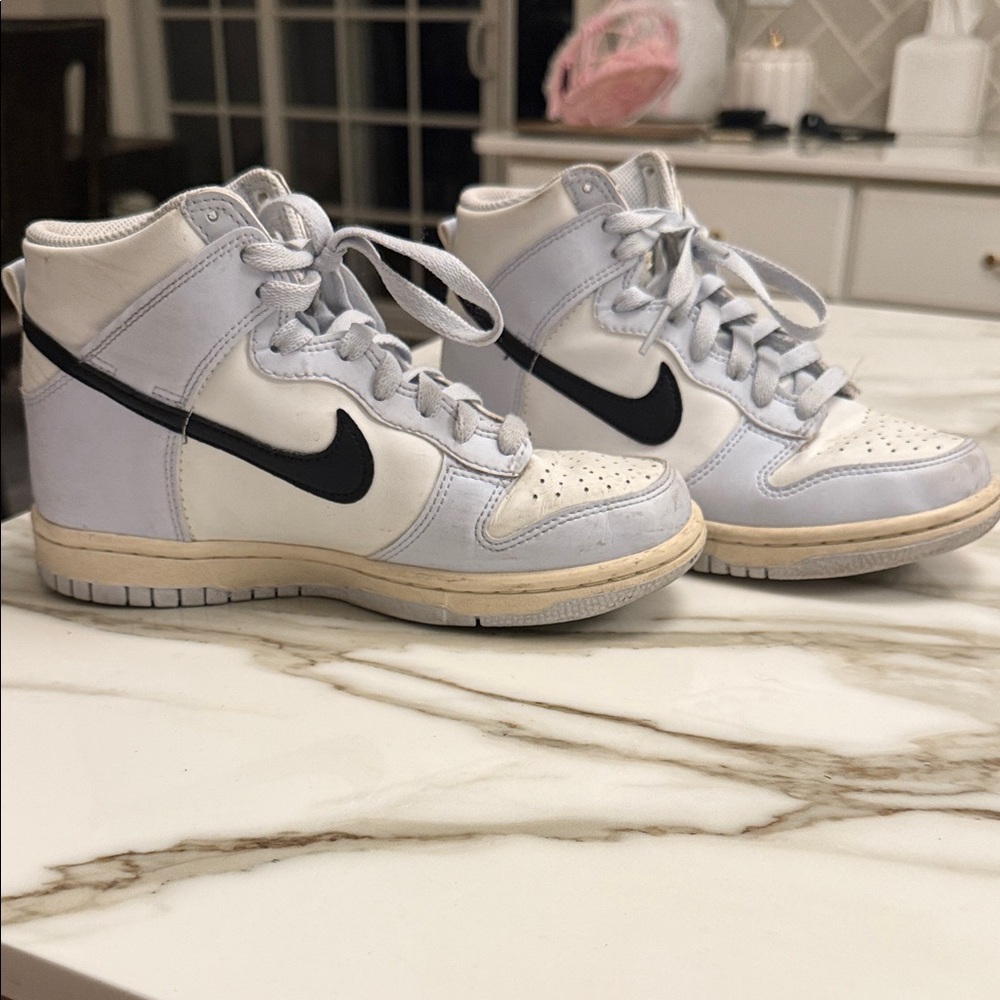 Nike Dunk High aluminum High-Top Sneakers in White and Black